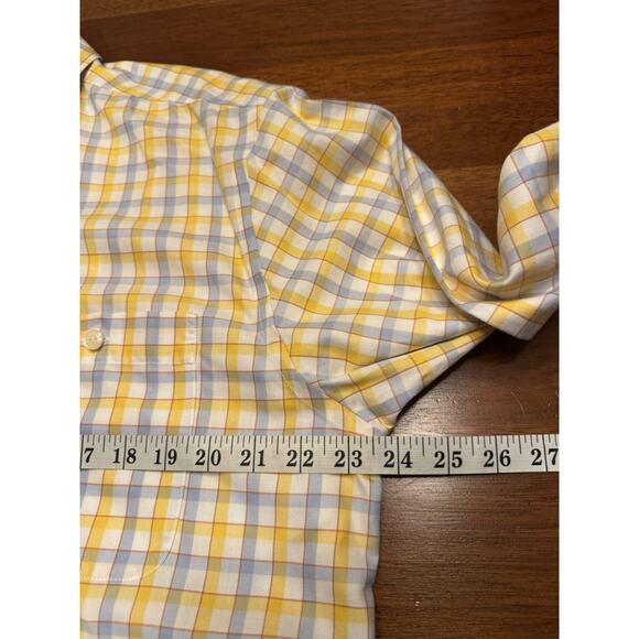 Large Orvis Wrinkle Free Button Down Shirt Yellow Check Windowpane Long Sleeve - Picture 12 of 13